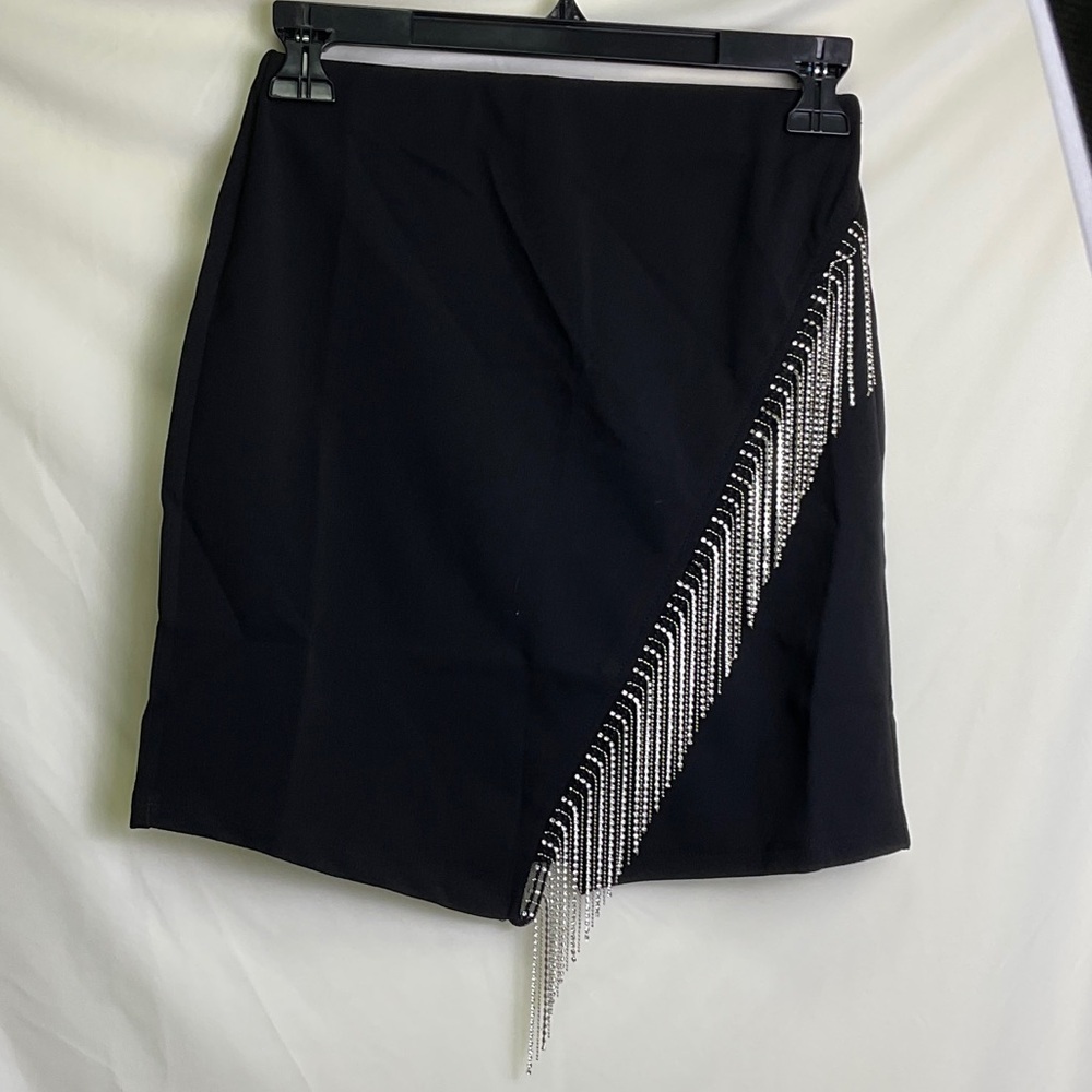 Miss Selfridge Black Pencil Skirt with Sparkly Rhinestones